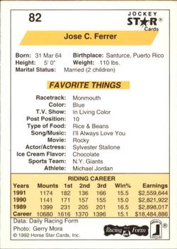 1992 Jockey Star #82 Jose C. Ferrer Back